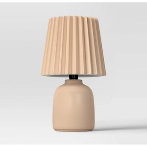 Neutral Mini Ceramic Table Lamps Room Essential Pleated Shade